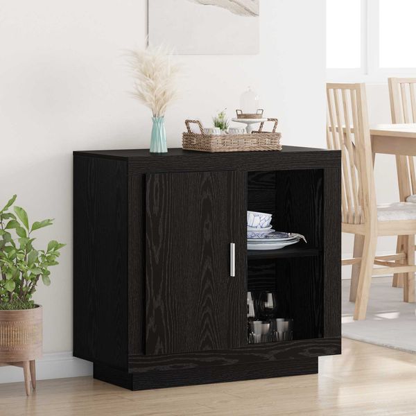 vidaXL Sideboard, Holzwerkstoff Schwarz Eichen-Optik, 40 x 80 x 75 cm