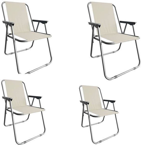 Campingstuhl Anglersessel Gartenstuhl Sessel mit Armlehne beige 4er Set