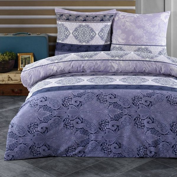 Buymax Bettwäsche Elada, Renforcé: 100% Baumwolle, 3 teilig, 200x220 cm, elegant, mit Reißverschluss, Bettwäsche-Set, Flieder Lila