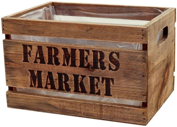 tegawo Holzkiste Farmers Market, Pflanzkiste, wasserdicht durch PE-Beutel