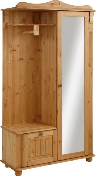 OTTO home Kompaktgarderobe Adele Breite 108 cm, mit Spiegeltür, aus massiver Kiefer, FSC®