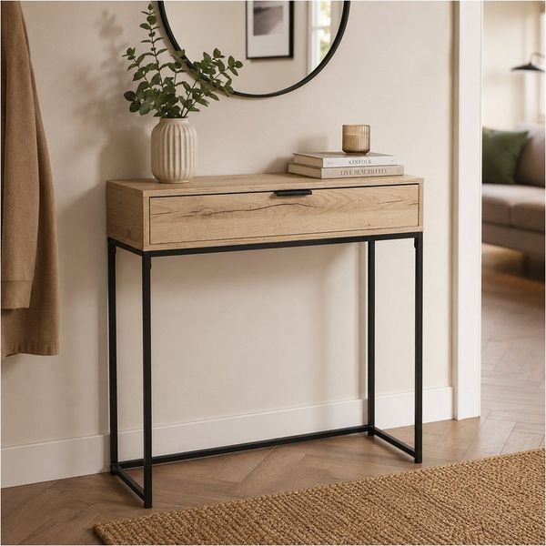 HTI-Living Konsolentisch Cedrik 80 cm mit Schublade Artisaneiche-Schwarz (Stück, 1-St, 1 Konsolentisch)