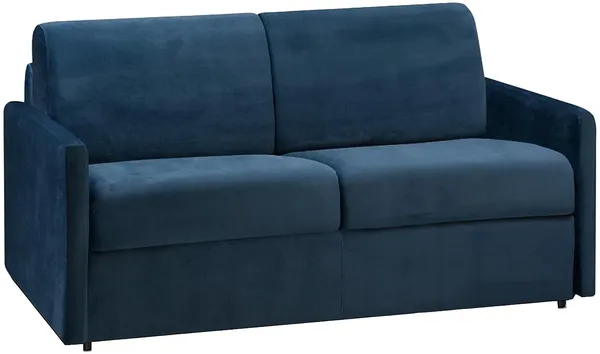 Schlafsofa 2-Sitzer Samt CALIFE - Dunkelblau - Liegefläche: 120 cm - Matratzenhöhe: 22 cm