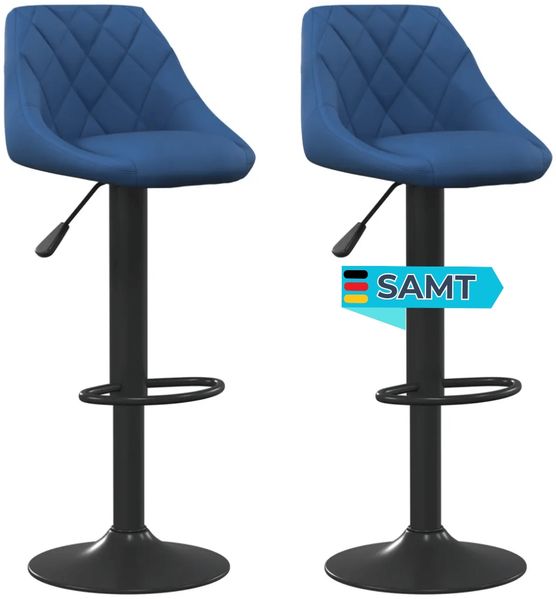 Barhocker DUKE höhenverstellbar 2er Set Blau Samt | Barstühle drehbar Küchenhocker Thekenhocker für Küche Hausbar