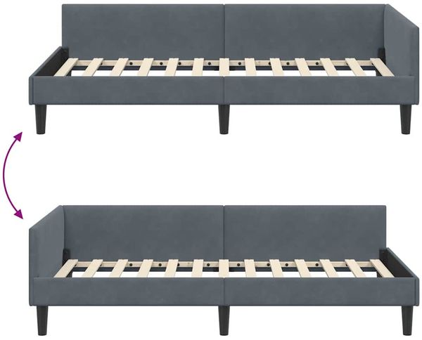 vidaXL Eckbettgestell mit Kopfteil Dunkelgrau 90 cm x 200 cm Samt 42016155 Bild 9