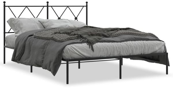 vidaXL Bettgestell mit Kopfteil Metall Schwarz 135x190 cm 376501 Bild 2