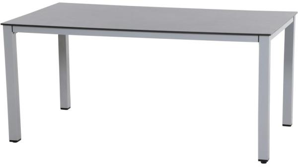 SIENA GARDEN Sola Dining Tisch 160x90 cm, silber Gestell Aluminium silber, Tischplatte HPL dark stone