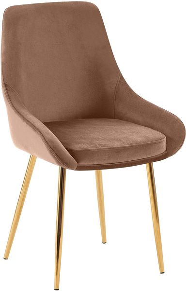 Esszimmerstuhl PUNAR - Samt Braun 50x53x86 cm Gold | Essstühle Esszimmerstühle Küchenstühle Wohnzimmerstühle