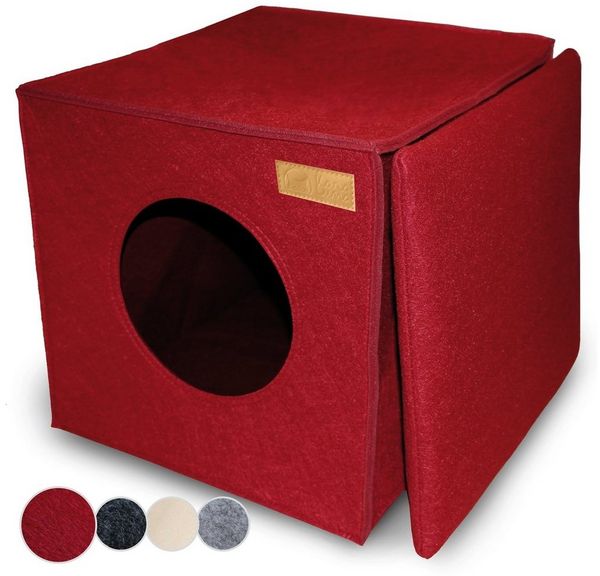 KaraLuna Tierbett Katzenhöhle aus Filz fürs Regal I Katzenbett Katze Schlafplatz