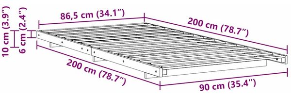 vidaXL Bettrahmen Weiß 90 x 200 cm Massives Kiefernholz 873089 Bild 10