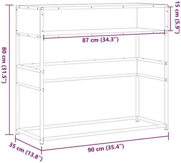 vidaXL Konsolentisch Braun Eichen-Optik 90x35x80 cm Holzwerkstoff 849173 Bild 9