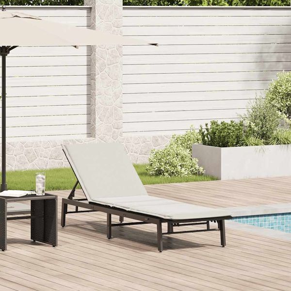 vidaXL Sonnenliege mit Auflage Schwarz Poly-Rattan 4104079