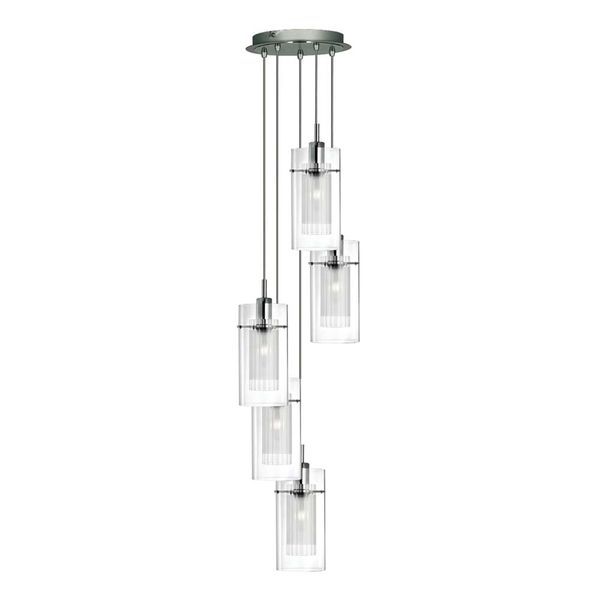 Pendelleuchte, Silber, Chrom, H 120 cm, DUO 1