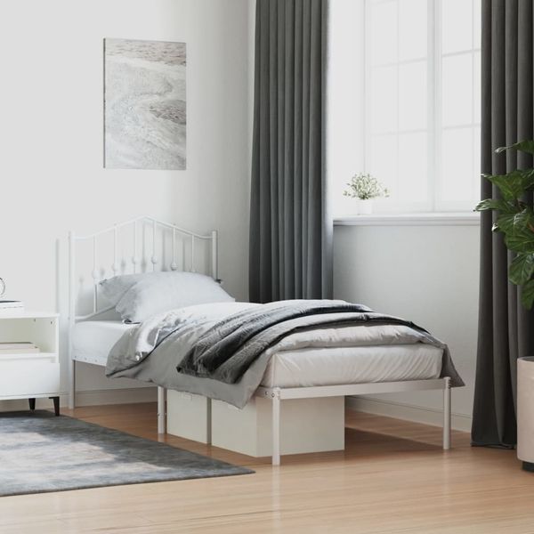 vidaXL Bettgestell mit Kopfteil, Metall Weiß, 80x200 cm