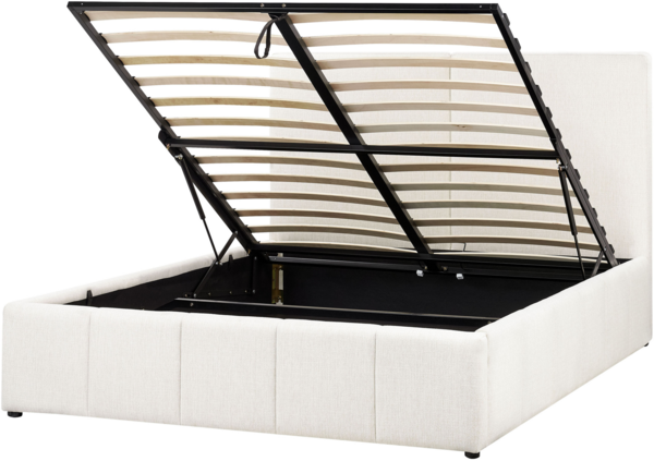 Bett mit Stauraum Stoff CASTELNAVET 160 x 200 cm Cremeweiß