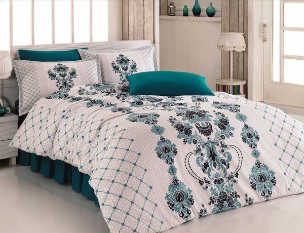 ROLFNERS Bettwäsche Vintage Blau Bettgarnitur Bettbezug Baumwolle, Baumwolle, Baumwolle Bettgarnitur, 100% Baumwollstoff, Komfortabel