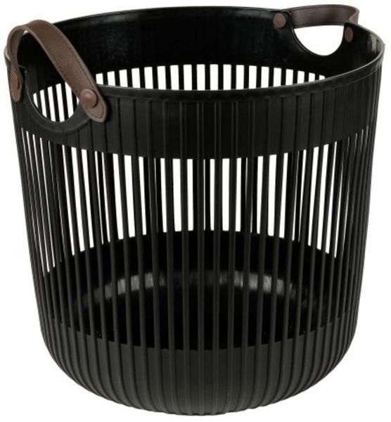 Aufbewahrungskorb mit Griffen in Lederoptik - Kunststoffkorb für Bad, Wohnzimmer & Haushalt 41 x 38 cm