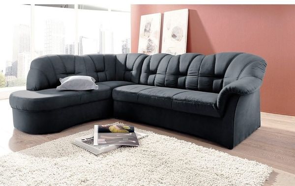 DOMO collection Ecksofa Papenburg, zeitlose Rückensteppung, elegante Armlehne, L-Form, mit Ottomane, wahlweise mit Bettfunktion, OTTOs Choice