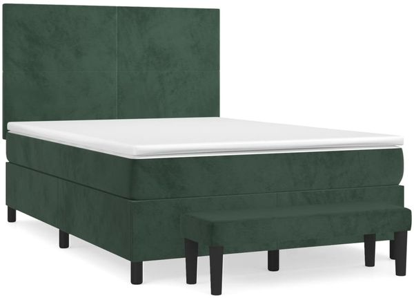 vidaXL Boxspringbett mit Matratze Dunkelgrün 140x200 cm Samt 3137728