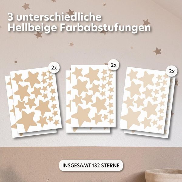 lilimaus Wandsticker Herzen / Punkte für Kinderzimmer - Wandtattoo selbstklebend (132 St), Stilvolle Wandtattoos für Baby- und Kinderzimmer, einfach ablösbar