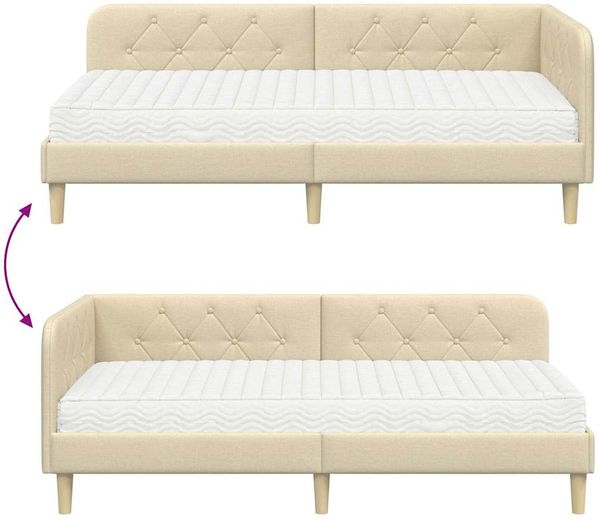 vidaXL Eckbettgestell Creme 90 x 190 cm Stoff 3394115 Bild 12