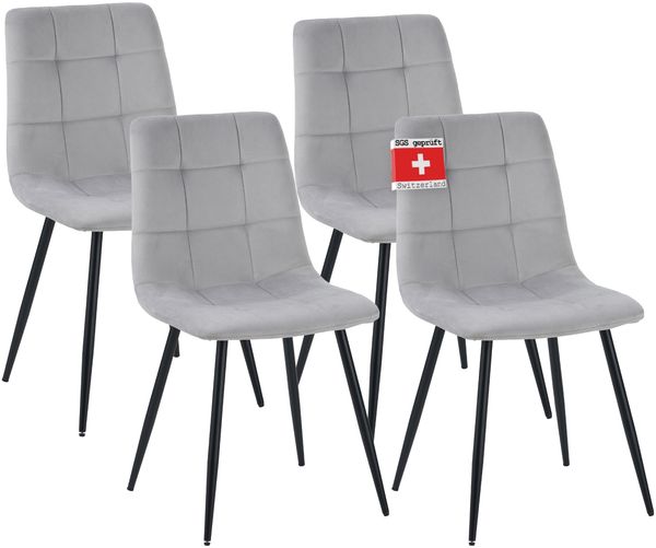 Albatros Esszimmerstühle 4er Set BORA Grau- Komfortabler Polsterstuhl für Modernes und Stilvolles Design am Esstisch - Küchenstuhl oder Stuhl Esszimmer mit hoher Belastbarkeit bis 110kg