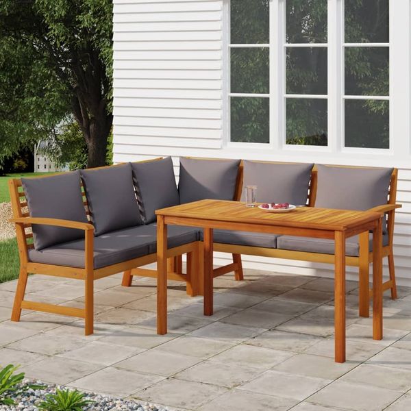vidaXL 4-tlg. Garten-Essgruppe mit Kissen Massivholz Akazie 3154963