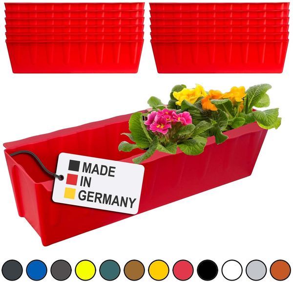 Hossi's Wholesale 12 Euro-Paletten Blumenkästen-Einsätze | 37,3cm Rot | Pflanzkasten für Europalette Palette | Balkonkasten | Blumentopf | aus stabilen Kunststoff | Made in Germany