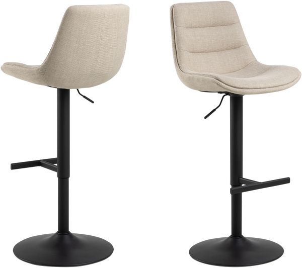 Barhocker >Adisa< (2er-Set) in Beige, Stoff - 47x95x52,5cm (BxHxT)