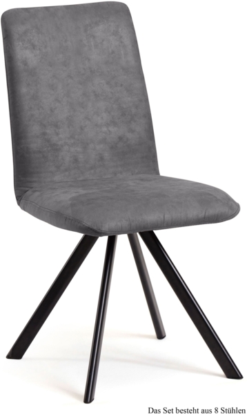 Esszimmerstuhl drehbar (8er-Set) Denny 47x92x60 Schwarz/Grau