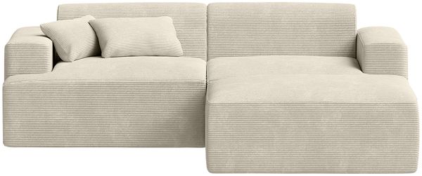 skølm 'Freki' Cloud Sofa 2 Sitzer mit Hocker, Vollschaumcouch mit Federkern und Vakuum-Kompression, kein Aufbau erforderlich, mit 2 Kissen, Cord beige Bild 2