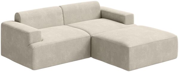 skølm 'Freki' Cloud Sofa 2 Sitzer mit Hocker, Vollschaumcouch mit Federkern und Vakuum-Kompression, kein Aufbau erforderlich, mit 2 Kissen, Cord beige Bild 10