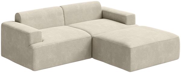 skølm 'Freki' Cloud Sofa 2 Sitzer mit Hocker, Vollschaumcouch mit Federkern und Vakuum-Kompression, kein Aufbau erforderlich, mit 2 Kissen, Cord beige Bild 11