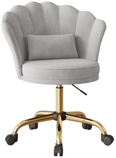 HawthyHome Bürostuhl Schreibtischstuhl mit Blütenrückenlehne, drehbar und höhenverstellbar (1 St), Samtbezug mit Kopfkissen, ergonomischer Stuhl