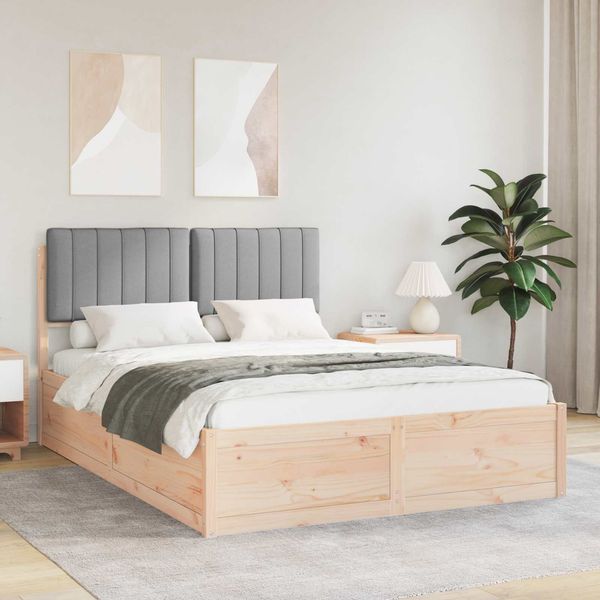 vidaXL Bettgestell mit gepolstertem Kopfteil Hellgrau 135 x 190 cm 3398239