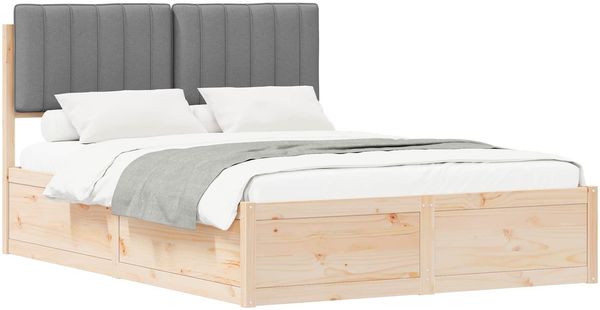 vidaXL Bettgestell mit gepolstertem Kopfteil Hellgrau 135 x 190 cm 3398239 Bild 2