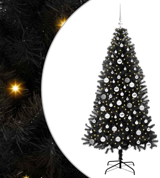 vidaXL Weihnachtsbaum mit 300 LEDs mit Ständer Schwarz 180 cm PVC 3396483 Bild 1