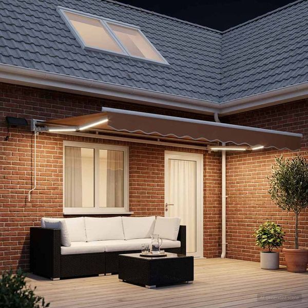 vidaXL Manueller Markisenrahmen mit LEDs Sand 4 x 2 m 3425797