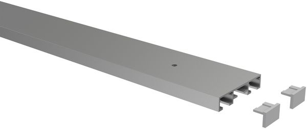 Gardinenschiene / Objektschiene Primax 300 cm (geteilt in 3 x 100 cm), 2-läufig Silbergrau