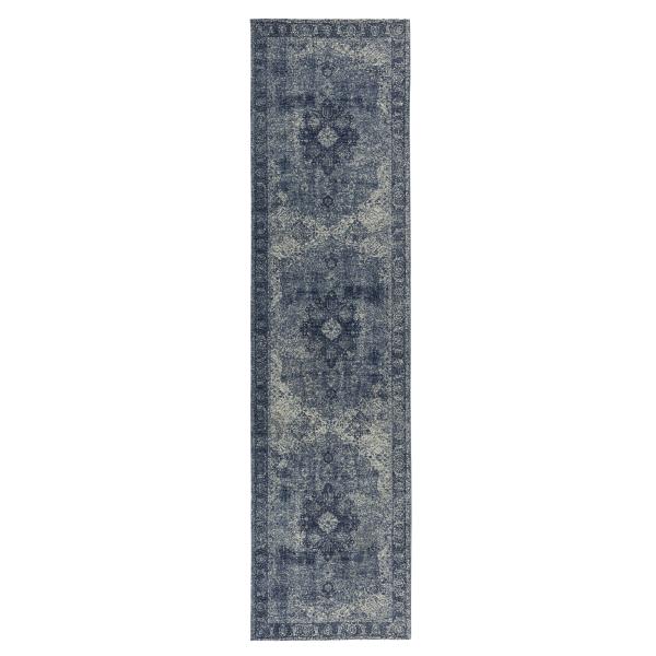 Kadima Design Vielseitiger Vintage Teppich "Coquet Tara". Farbe: Blau, 60x230 cm