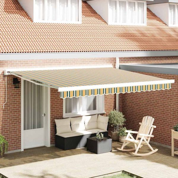 vidaXL Markisenersatzstoff Grün und Gelb 4 x 3 m Polyester 42000644