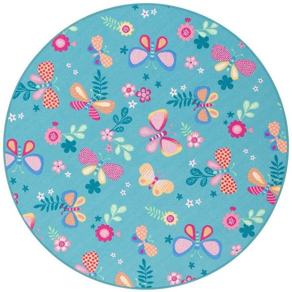 Snapstyle Kinderteppich Kinder Spiel Teppich Schmetterling Rund, Rund, Höhe: 4 mm