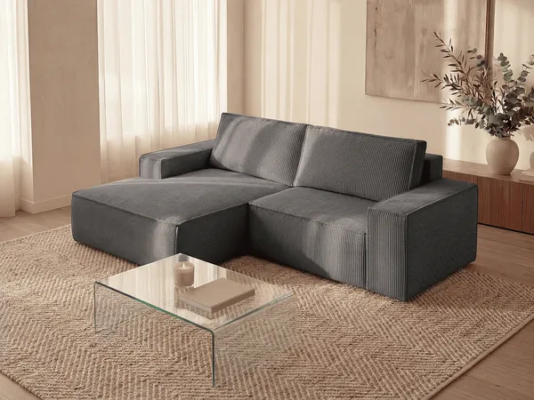 Vente-unique - AMELIA Sofa Samt Grau - B 167 cm x H 85 cm x L 240 cm