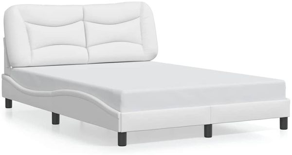 Doppelbett, Bettgestell Modernen ohne Matratze Weiß 140x200 cm Kunstleder d2674e