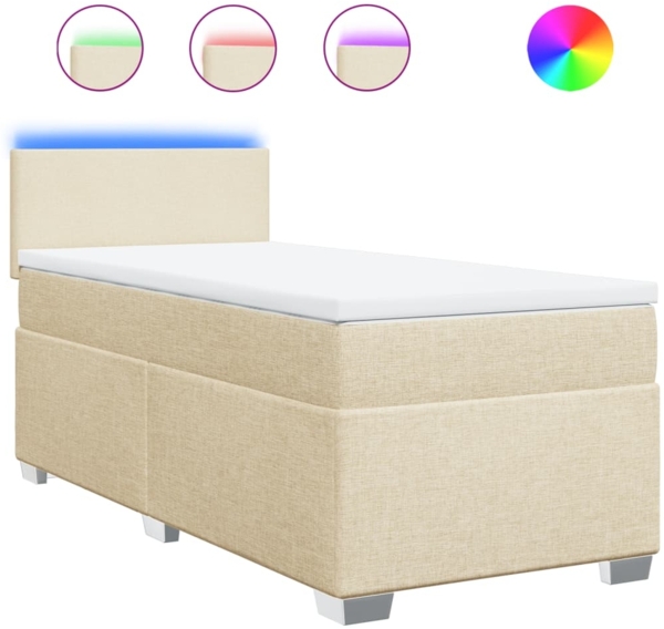 vidaXL Boxspringbett mit Matratze Creme 90x190 cm Stoff 3288041