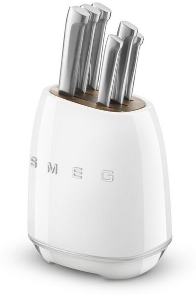 Smeg Messerblock bestückt mit 6 Küchenmessern Weiß KBSF02WH