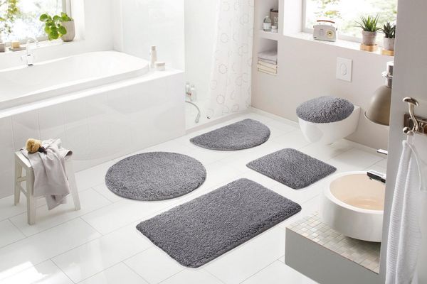 Kleine Wolke Badematte Mellow, Badvorleger, Badezimmer Teppich, Höhe 40 mm, rutschhemmend beschichtet, schnell trocknend, fußbodenheizungsgeeignet, Polyester, halbrund, Badteppich, Uni-Farben, weich, rechteckig & rund erhältlich