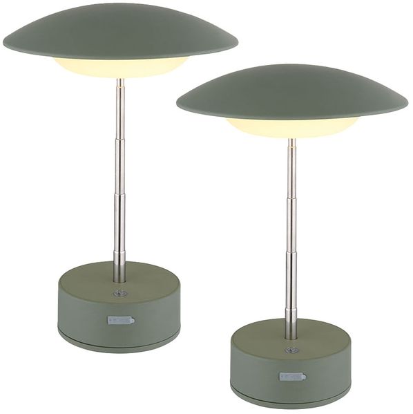 2er Set LED Tischleuchte, grün, Touchdimmer, höhenverstellbar
