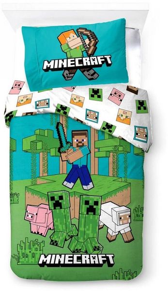 Minecraft Bettwäsche-Set Jungle Explore 135x200cm 80x80cm