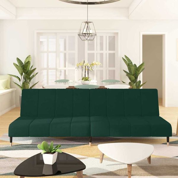 vidaXL Schlafsofa 2-Sitzer Dunkelgrün Samt 375876